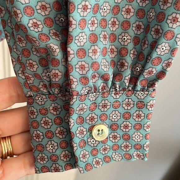 Vtg 70s/80s You-nique green paisley print button down shirt - Picture 6 of 8